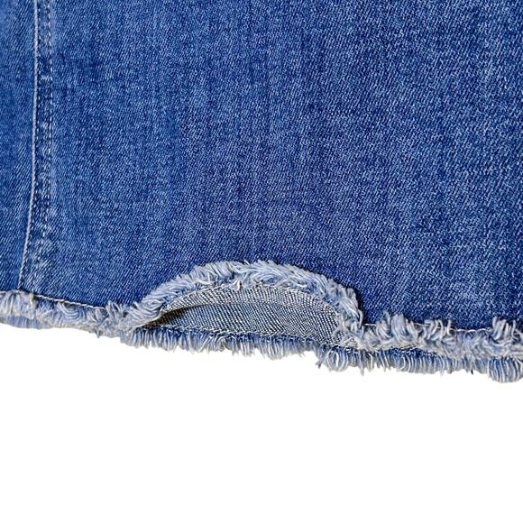 Talbots Denim Coastal Cowgirl Preppy Skirt Raw Fringe Hem Sexy Cottage Size 18 - Picture 2 of 6